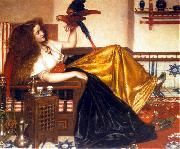Valentine Cameron Prinsep Prints Reclining Woman with a Parrot oil painting on canvas